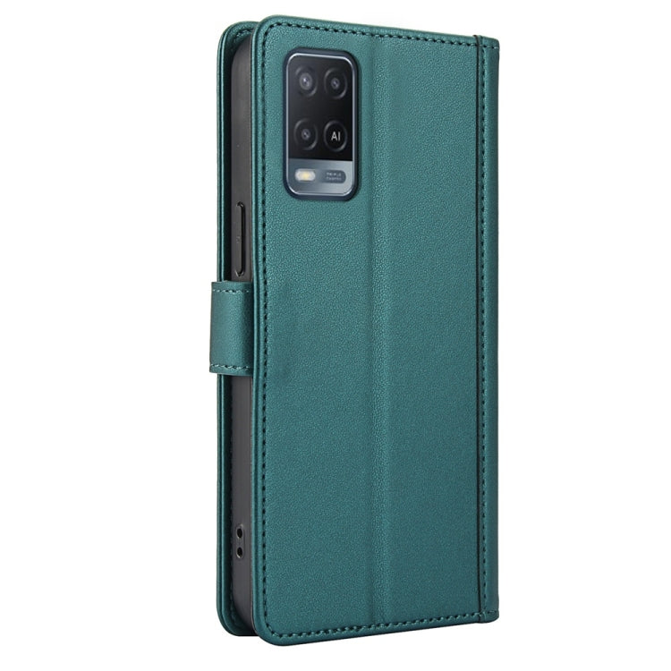 For OPPO A54 4G / A54s / A16 / A16s Skin Feel Pure Color Card Slots Leather Phone Case with Dual Lanyard