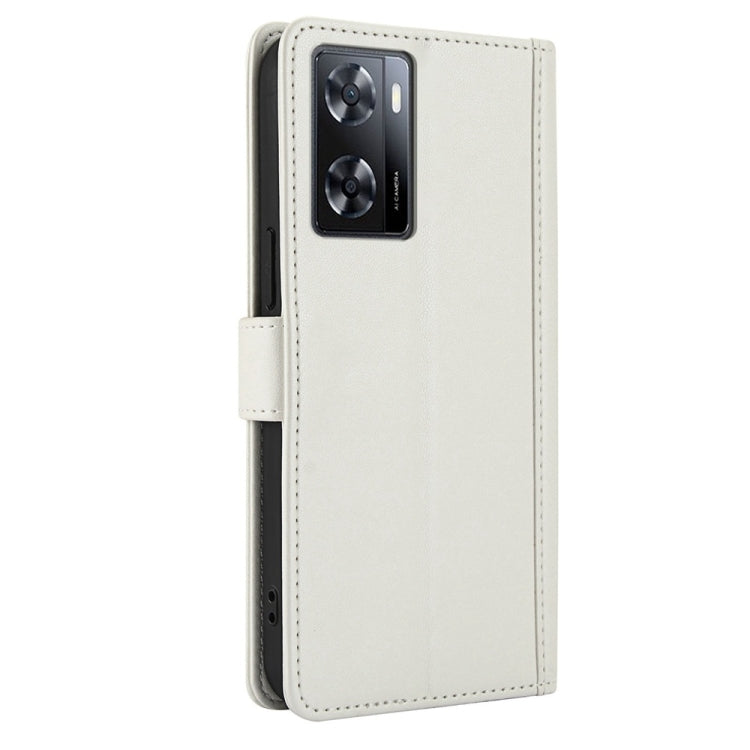 For OPPO A57 4G / A57s 4G / A57e 4G Global Skin Feel Pure Color Card Slots Leather Phone Case with Dual Lanyard