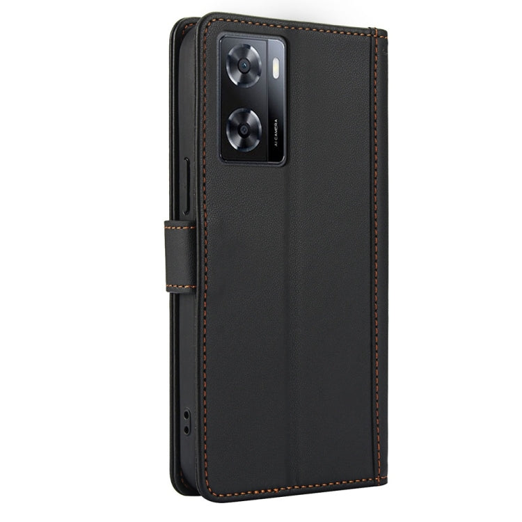 For OPPO A57 4G / A57s 4G / A57e 4G Global Skin Feel Pure Color Card Slots Leather Phone Case with Dual Lanyard