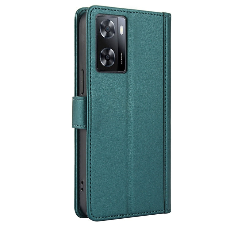 For OPPO A57 4G / A57s 4G / A57e 4G Global Skin Feel Pure Color Card Slots Leather Phone Case with Dual Lanyard