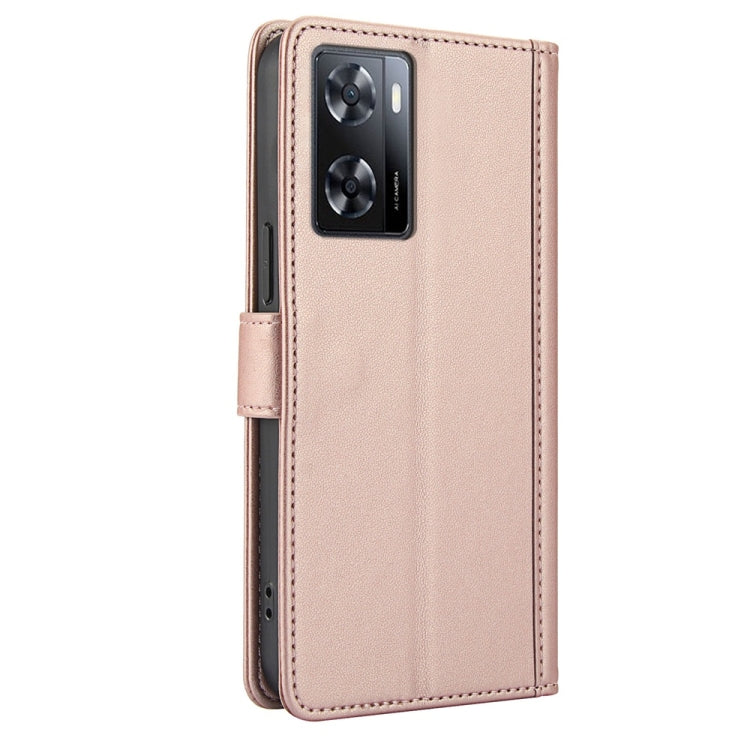 For OPPO A57 4G / A57s 4G / A57e 4G Global Skin Feel Pure Color Card Slots Leather Phone Case with Dual Lanyard