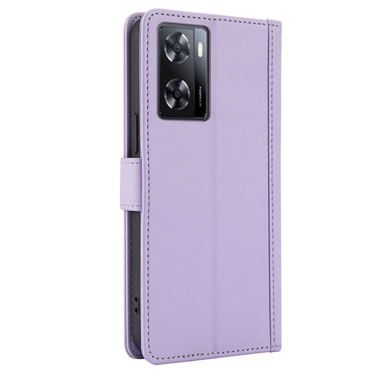 For OPPO A57 4G / A57s 4G / A57e 4G Global Skin Feel Pure Color Card Slots Leather Phone Case with Dual Lanyard