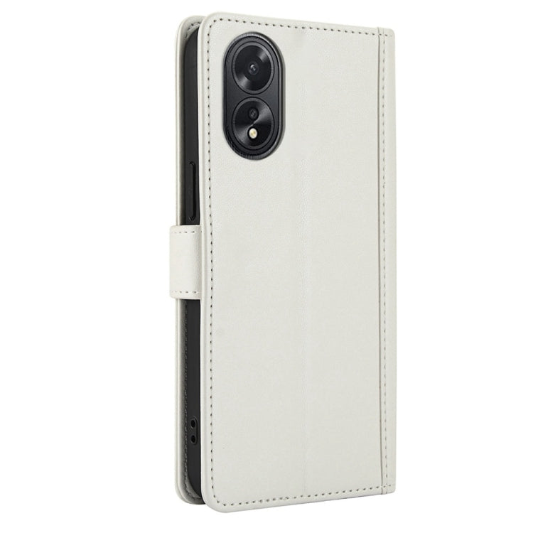 For OPPO A58 4G Global Skin Feel Pure Color Card Slots Leather Phone Case with Dual Lanyard