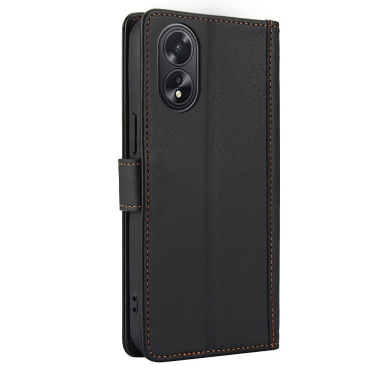 For OPPO A58 4G Global Skin Feel Pure Color Card Slots Leather Phone Case with Dual Lanyard