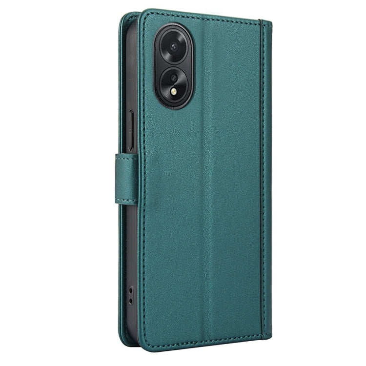 For OPPO A58 4G Global Skin Feel Pure Color Card Slots Leather Phone Case with Dual Lanyard