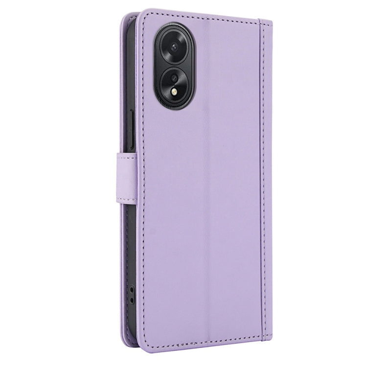 For OPPO A58 4G Global Skin Feel Pure Color Card Slots Leather Phone Case with Dual Lanyard