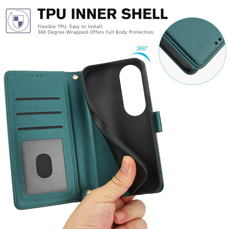 For OPPO A60 4G Global Skin Feel Pure Color Card Slots Leather Phone Case with Dual Lanyard