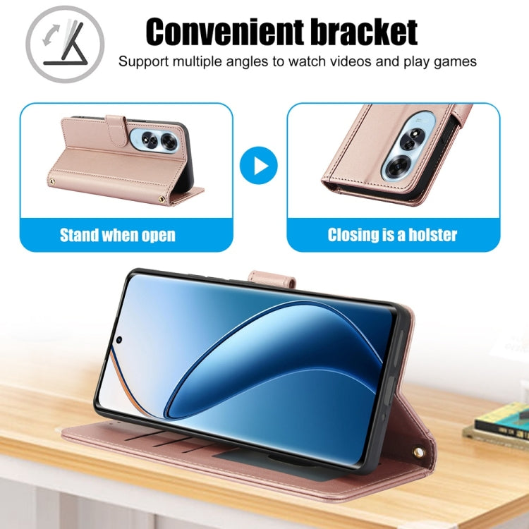 For OPPO A60 4G Global Skin Feel Pure Color Card Slots Leather Phone Case with Dual Lanyard