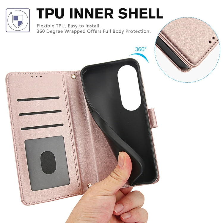 For OPPO A60 4G Global Skin Feel Pure Color Card Slots Leather Phone Case with Dual Lanyard