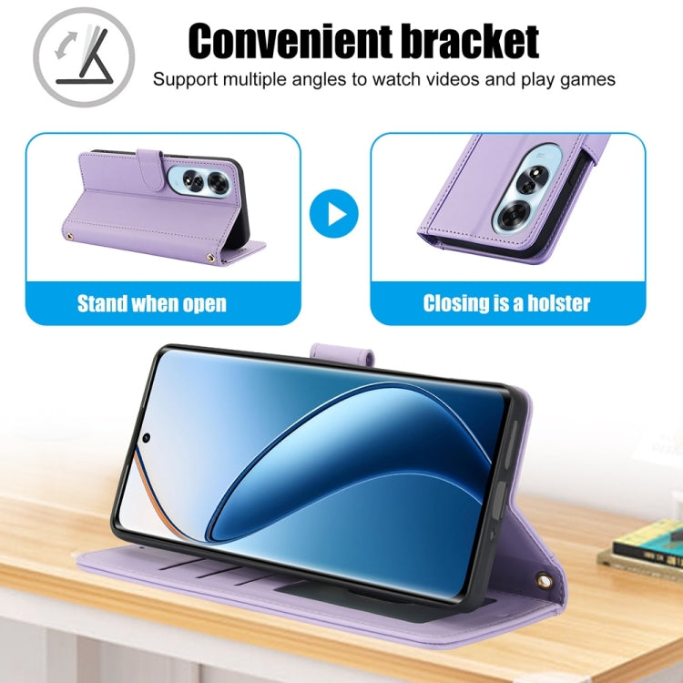 For OPPO A60 4G Global Skin Feel Pure Color Card Slots Leather Phone Case with Dual Lanyard