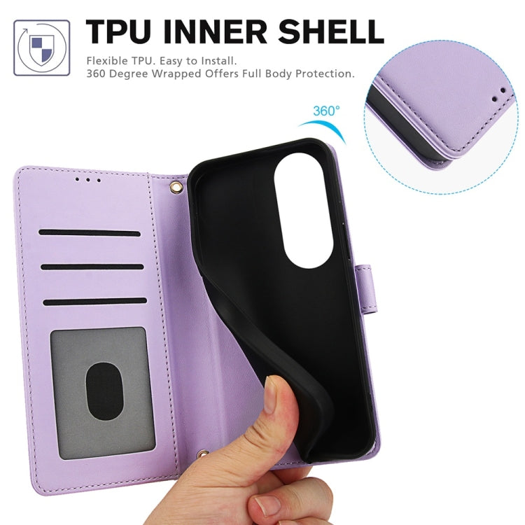 For OPPO A60 4G Global Skin Feel Pure Color Card Slots Leather Phone Case with Dual Lanyard