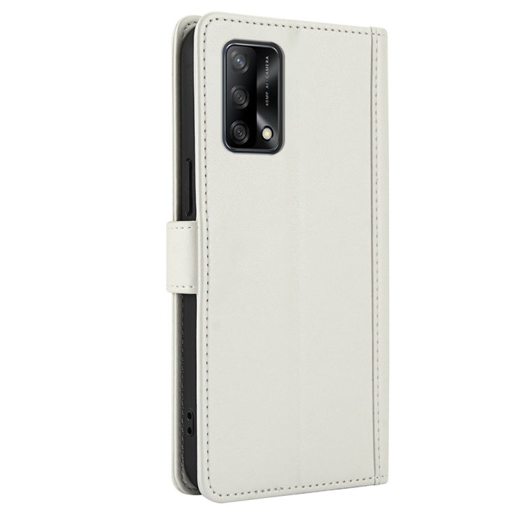 For OPPO A74 4G / A95 4G Skin Feel Pure Color Card Slots Leather Phone Case with Dual Lanyard