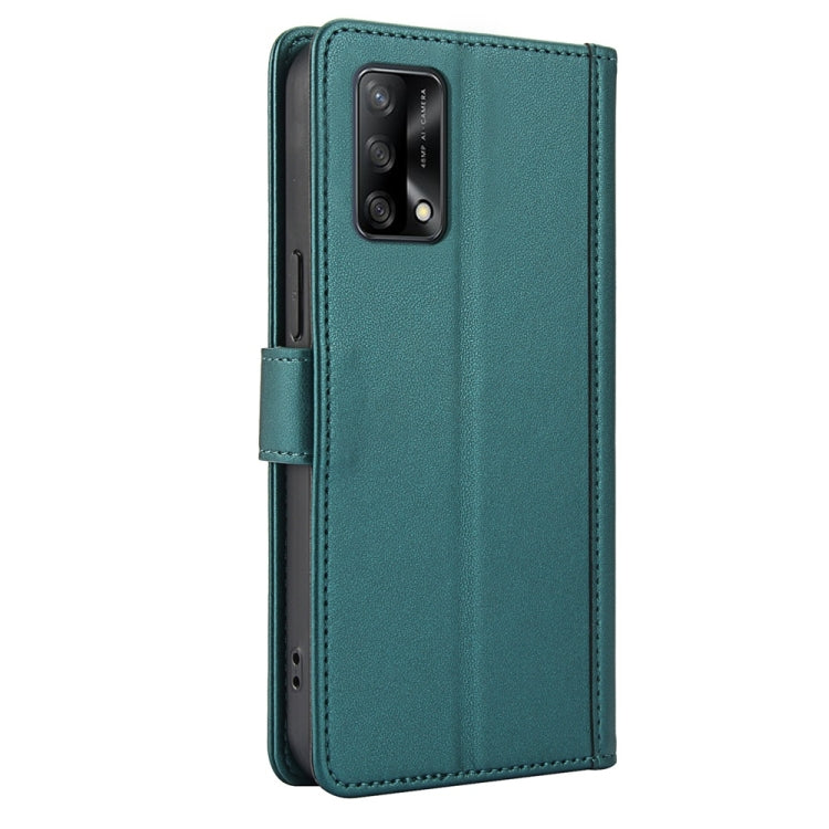 For OPPO A74 4G / A95 4G Skin Feel Pure Color Card Slots Leather Phone Case with Dual Lanyard