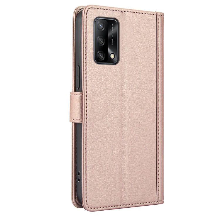 For OPPO A74 4G / A95 4G Skin Feel Pure Color Card Slots Leather Phone Case with Dual Lanyard
