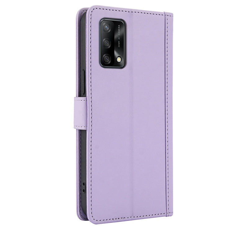 For OPPO A74 4G / A95 4G Skin Feel Pure Color Card Slots Leather Phone Case with Dual Lanyard