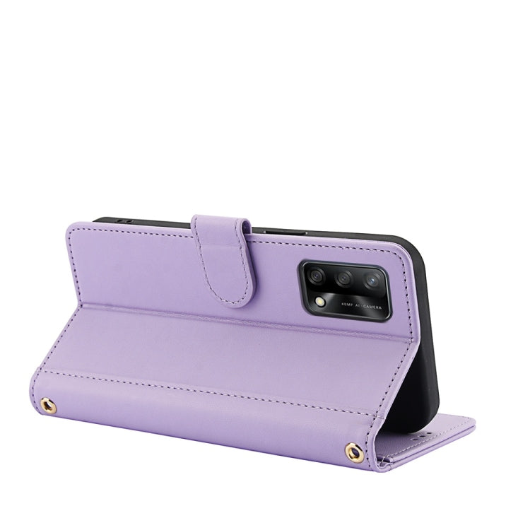 For OPPO A74 4G / A95 4G Skin Feel Pure Color Card Slots Leather Phone Case with Dual Lanyard