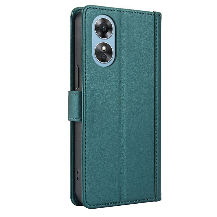 For OPPO A78 4G Global Skin Feel Pure Color Card Slots Leather Phone Case with Dual Lanyard