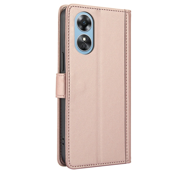 For OPPO A78 4G Global Skin Feel Pure Color Card Slots Leather Phone Case with Dual Lanyard