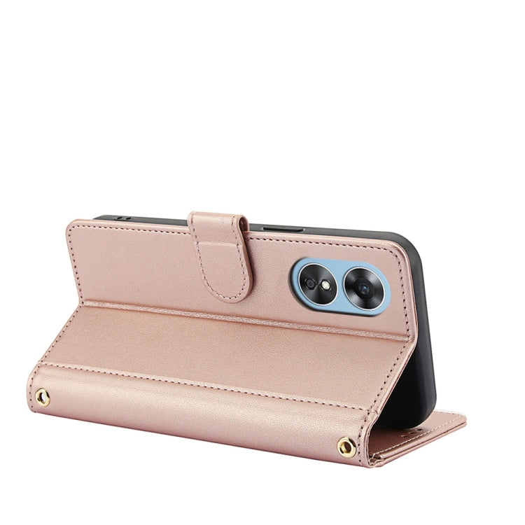 For OPPO A78 4G Global Skin Feel Pure Color Card Slots Leather Phone Case with Dual Lanyard