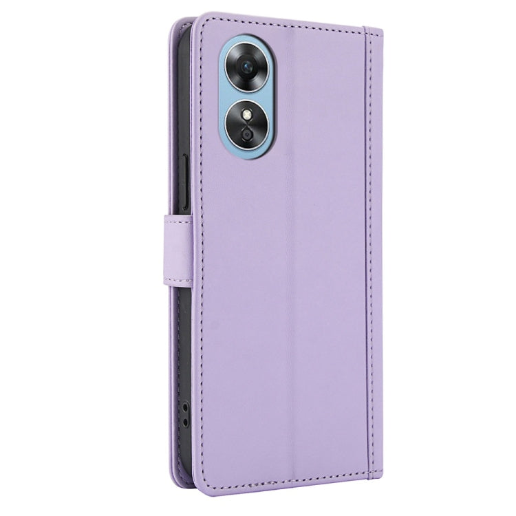 For OPPO A78 4G Global Skin Feel Pure Color Card Slots Leather Phone Case with Dual Lanyard