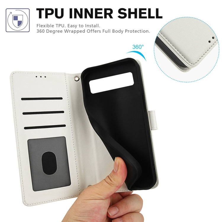 For Google Pixel 8 Pro Skin Feel Pure Color Card Slots Leather Phone Case with Dual Lanyard
