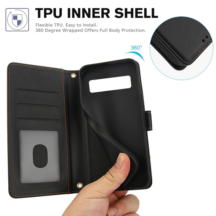 For Google Pixel 8 Pro Skin Feel Pure Color Card Slots Leather Phone Case with Dual Lanyard