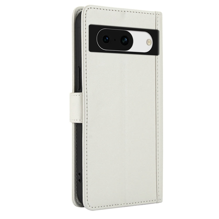 For Google Pixel 8a Skin Feel Pure Color Card Slots Leather Phone Case with Dual Lanyard