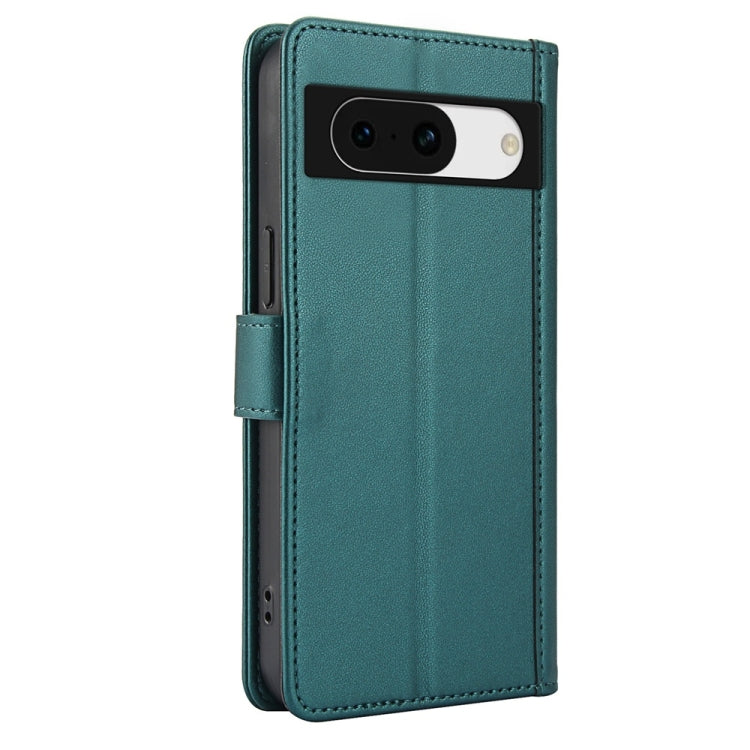 For Google Pixel 8a Skin Feel Pure Color Card Slots Leather Phone Case with Dual Lanyard