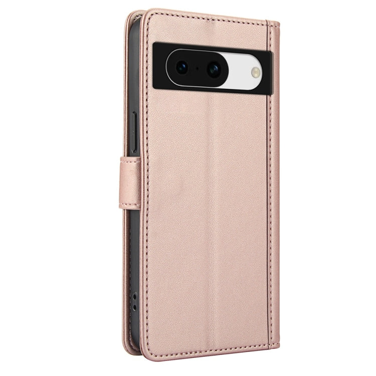 For Google Pixel 8a Skin Feel Pure Color Card Slots Leather Phone Case with Dual Lanyard