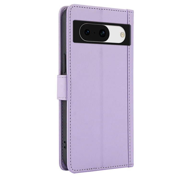 For Google Pixel 8a Skin Feel Pure Color Card Slots Leather Phone Case with Dual Lanyard