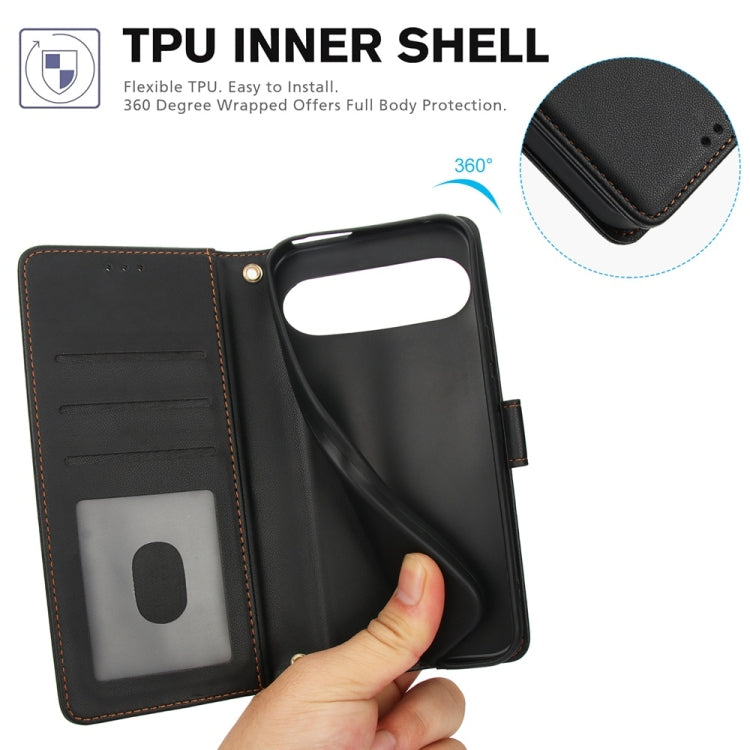 For Google Pixel 9 / 9 Pro Skin Feel Pure Color Card Slots Leather Phone Case with Dual Lanyard