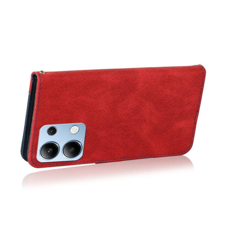 For Redmi Note 14 4G 163.25mm Dual-color Stitching Leather Phone Case