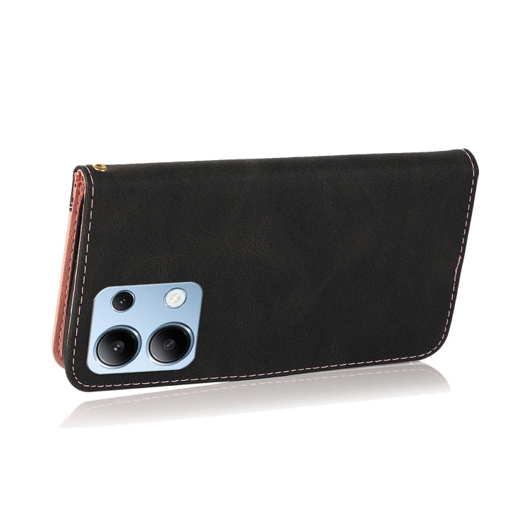For Redmi Note 14 4G 163.25mm Dual-color Stitching Leather Phone Case