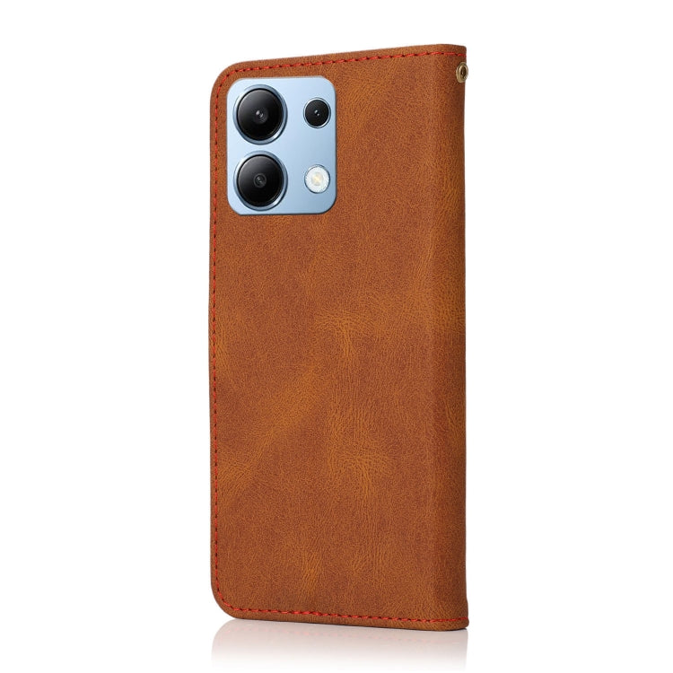 For Redmi Note 14 4G 163.25mm Dual-color Stitching Leather Phone Case