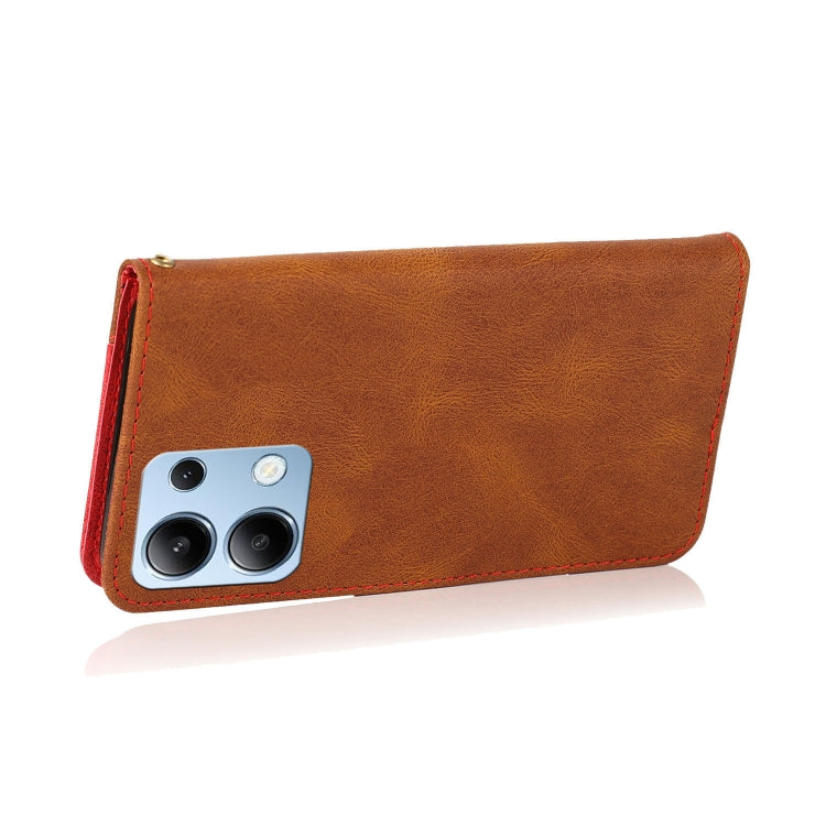 For Redmi Note 14 4G 163.25mm Dual-color Stitching Leather Phone Case