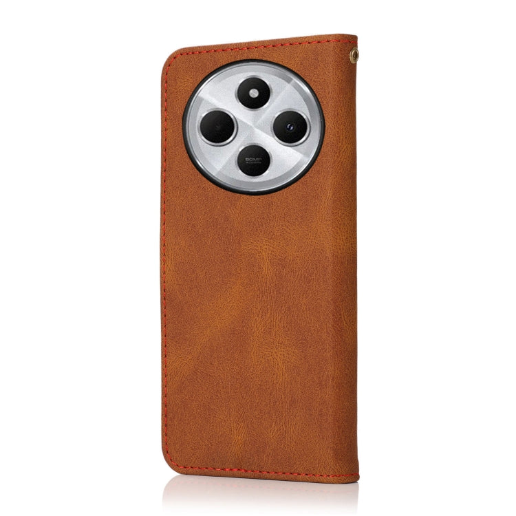 For Redmi 14C 4G Dual-color Stitching Leather Phone Case