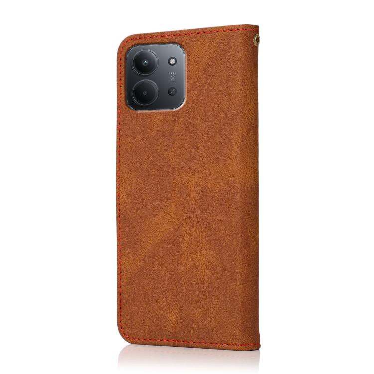 For Redmi 15C 5G/4G Global 171mm Dual-color Stitching Leather Phone Case