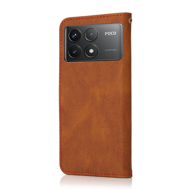 For Xiaomi Poco F6 Pro Dual-color Stitching Leather Phone Case