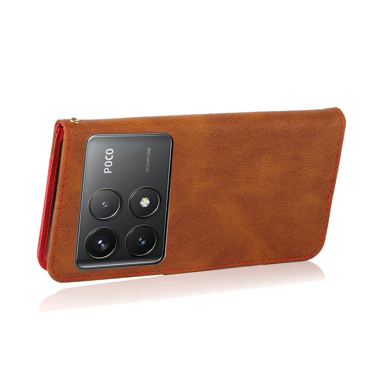 For Xiaomi Poco F6 Pro Dual-color Stitching Leather Phone Case