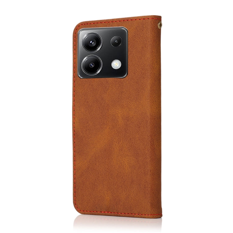For Xiaomi Poco X6 Dual-color Stitching Leather Phone Case