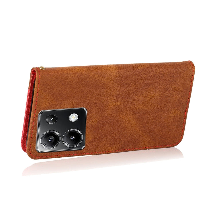 For Xiaomi Poco X6 Dual-color Stitching Leather Phone Case