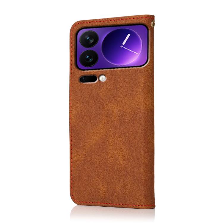 For Xiaomi 17 Pro Dual-color Stitching Leather Phone Case