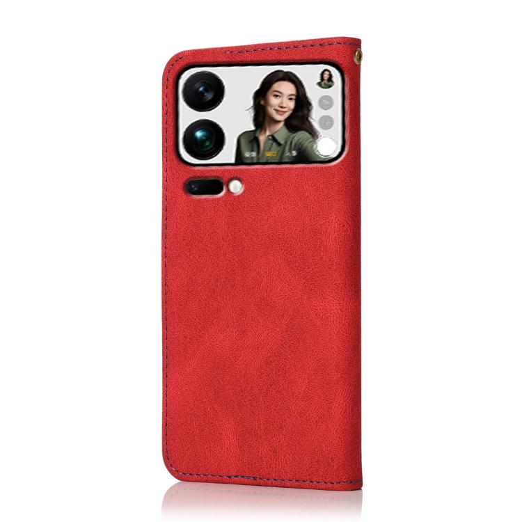 For Xiaomi 17 Pro Max Dual-color Stitching Leather Phone Case