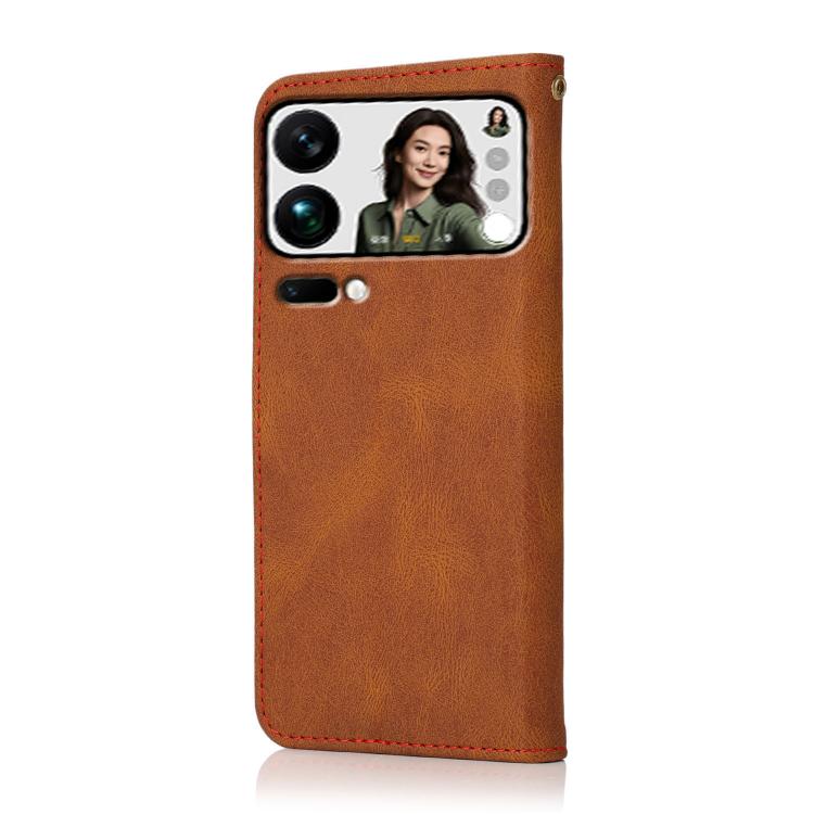 For Xiaomi 17 Pro Max Dual-color Stitching Leather Phone Case