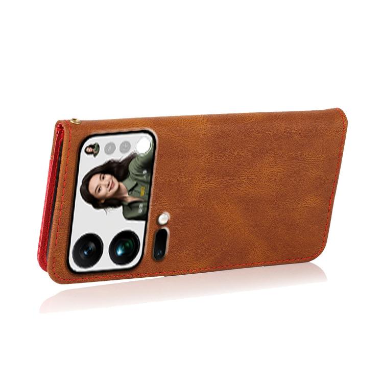 For Xiaomi 17 Pro Max Dual-color Stitching Leather Phone Case