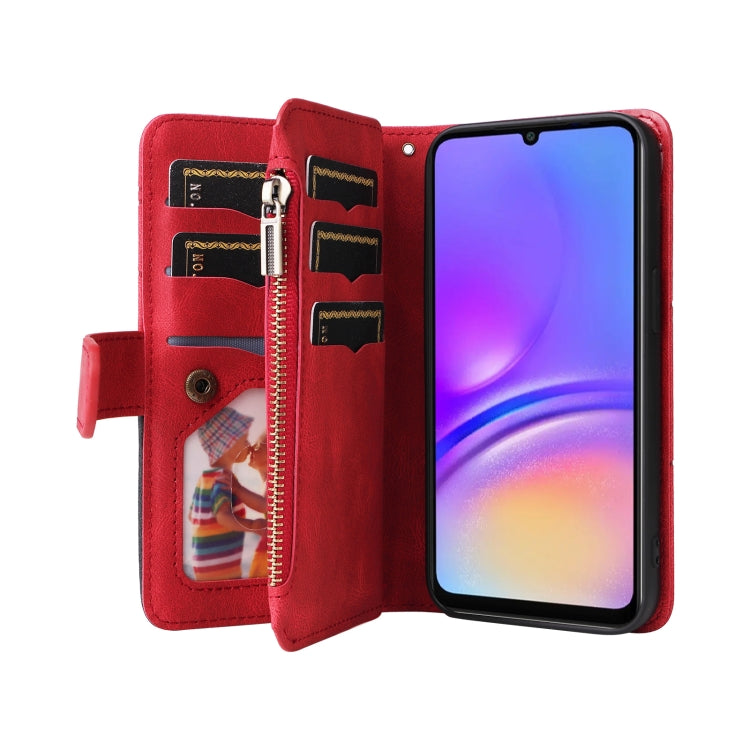 For Samsung Galaxy A06 4G Dual-color 9 Card Slots Zipper Wallet Leather Phone Case