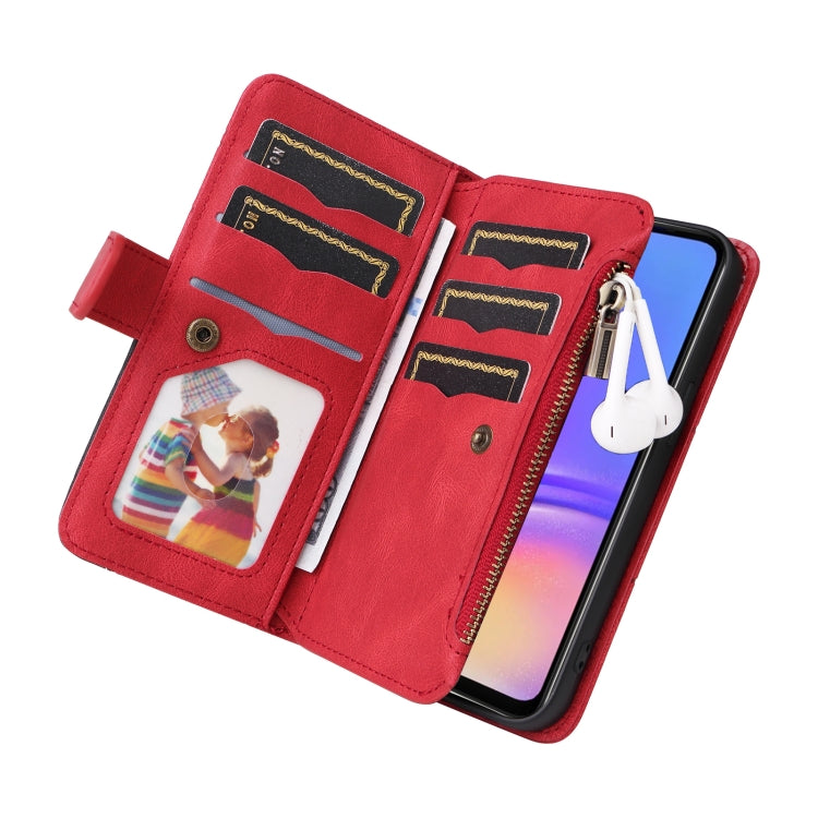 For Samsung Galaxy A06 4G Dual-color 9 Card Slots Zipper Wallet Leather Phone Case