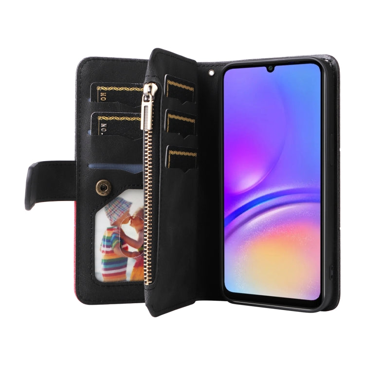 For Samsung Galaxy A06 4G Dual-color 9 Card Slots Zipper Wallet Leather Phone Case