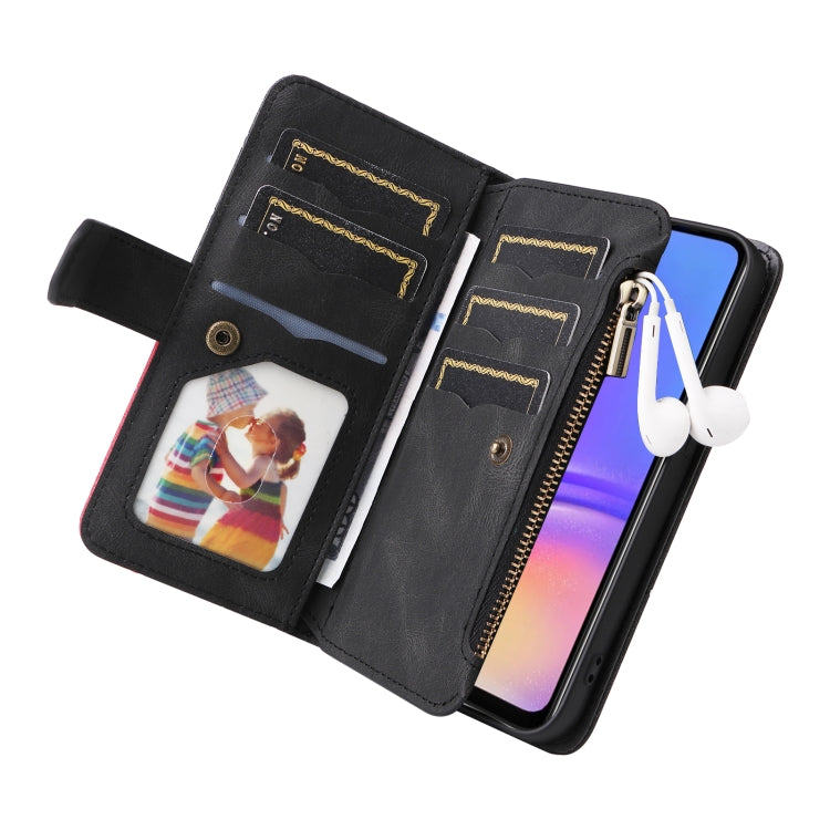 For Samsung Galaxy A06 4G Dual-color 9 Card Slots Zipper Wallet Leather Phone Case