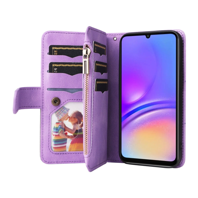 For Samsung Galaxy A06 4G Dual-color 9 Card Slots Zipper Wallet Leather Phone Case